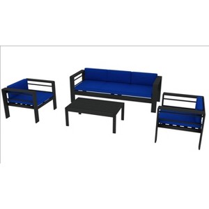4-Piece Patio Furniture Set, Aluminum Outdoor Sofa with Removable Cushion&Coffee Table,Modern Patio Conversation Sets 4-Seater for Porch,Backyard - 1 of 4