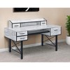 HomeRoots 59" Antiqued White and Black Computer Desk With Five Drawers - 2 of 4