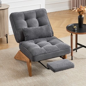 MOONMISS Comfortable Corduroy Adjustable Accent Chair and Footrest Set, Thick-Padded Lounge Chair For living room - 1 of 4