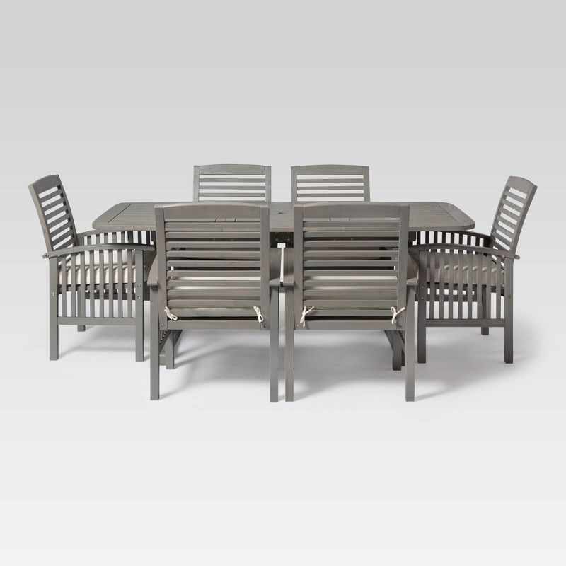 Ravenscroft 7pc Acacia Wood Patio Dining Set with Expandable Table Gray Wash - Saracina Home, 3 of 6