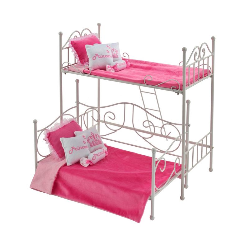 Badger Basket Scrollwork Metal Doll Loft Bed with Daybed and Bedding - White/Pink, 3 of 9