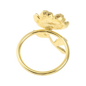 Unique Bargains Napkin Rings Stainless Steel Green Gold Tone 1 Pcs - 1 of 3