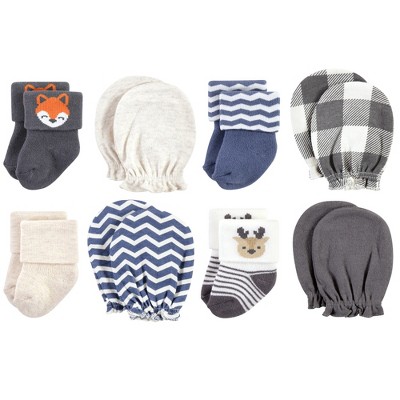 Hudson Baby Infant Boy Socks and Mittens Set, Woodland Boy, 0-6 Months