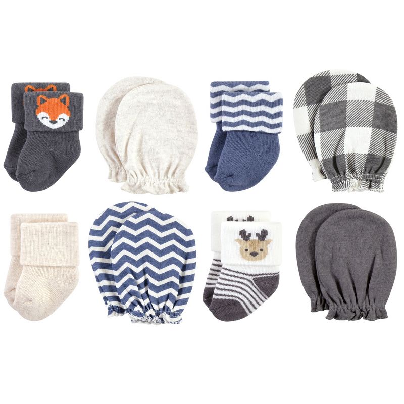 Hudson Baby Infant Boy Socks and Mittens Set, Woodland Boy, 0-6 Months, 1 of 8