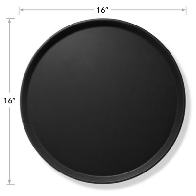 Jubilee 16" Round Black Non-Skid Plastic Serving Trays, Set of 4