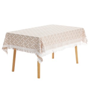 Unique Bargains Picnic Dinner Cotton Linen Tassels Oil-proof Table Cover 1 Pc - 1 of 4