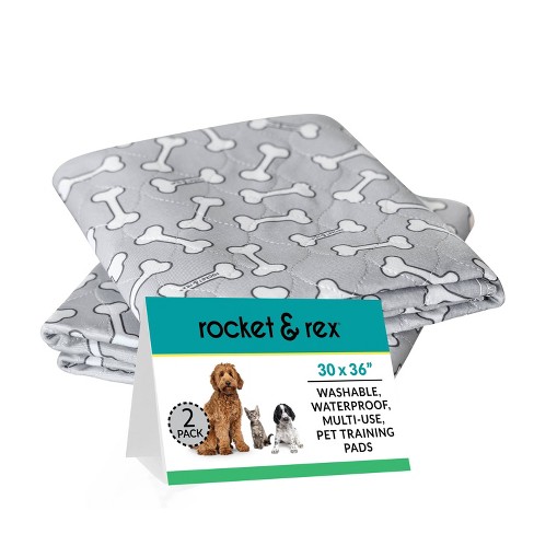 Rocket Rex Bone Print Washable Reusable Pee Pads For Dogs L Gray 2ct Target