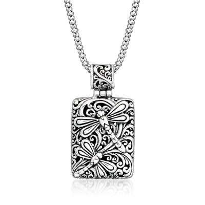 Ross-Simons Sterling Silver Bali-Style Dragonfly Pendant Necklace Size 18
