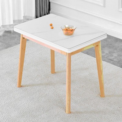 NicBex Dining Table 35.4" Modern Foldable Dining Table with Rubber Wooden Legs for Kitchen, Dining Room