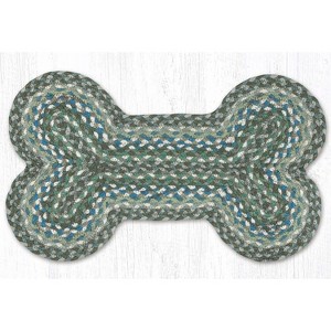 Earth Rugs Sage, Ivory & Settlers Blue Medium Dog Bone Braided Pet Tread – Handcrafted Jute, 13" x 22" - 1 of 3
