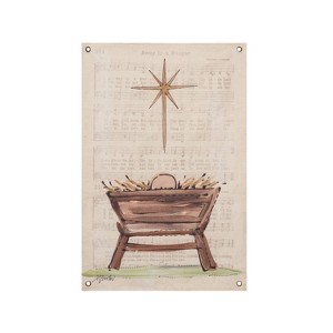 Transpac 28 Inch Fabric Wall Art Manger Christmas Decoration Multicolor Indoor Gift for Holiday Decor and Hostess Gifts - 1 of 1