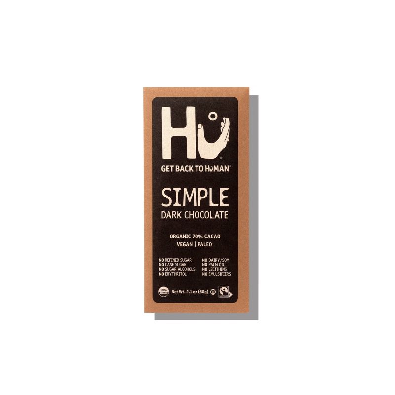 Hu Simple Dark Chocolate 70% Cacao Candy - 2.1oz, 1 of 6