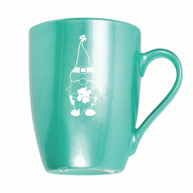 Elanze Designs Gnome With Dot Pattern On Hat 10 ounce New Bone China Coffee Tea Cup Mug For Your Favorite Morning Brew, Teal, 1 of 2