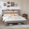 KTMBDW Bed Frame with 2-Tier Storage Headboard, Wood Platform Bed Frame, Built in Charging Station & LED - 2 of 4