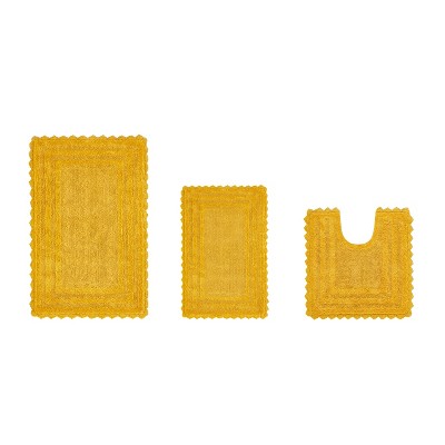 Lilly Crochet Collection 100% Cotton Tufted Reversible 3-Piece Bath Rug Set – Super Absorbent, Machine Washable Bathroom Mats with Crochet Pattern