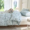 King Floral Duvet Cover, Brushed Microfiber 3 - Piece Set, Garden Blue Pattern, Zipper Closure, Luxurious Soft Breathable - 2 of 4