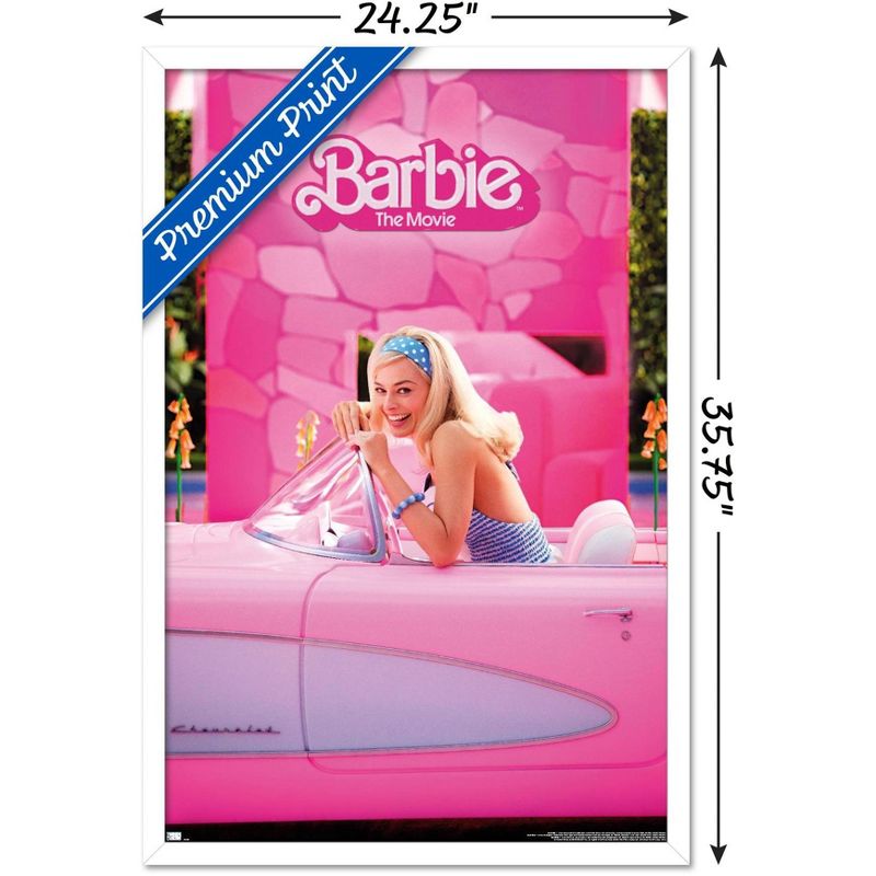 Trends International Mattel Barbie: The Movie - Barbie Car Framed Wall Poster Prints, 3 of 7