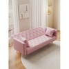 Akoasm Convertible Velvet Sofa for Small Living Rooms, Bedrooms & Offices-Pink - 2 of 4