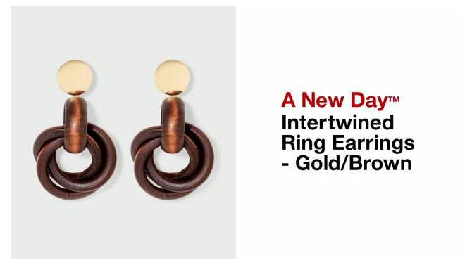 Intertwined Ring Earrings - A New Day&#8482; Gold/Brown, 2 of 13, play video