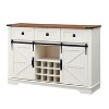 OKD 54" Wine Bar Cabinet w/Sliding Barn Door, Kitchen Coffee Bar Cabinet w/Wine & Glass Rack, 3 Drawers, Large Buffet Sideboard - 4 of 4