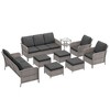 Sonkuki 9 Pieces Patio Sofa with Ottomans Set, All-Weather PE Rattan Wicker, Patio Conversation Couch with Cushion, Sand - 2 of 4