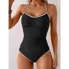 Eomenie Women's One Piece Swimsuit Tummy Control Slimming Bathing Suit Ruched Swimwear Tie Back Shell Stitch Swim Suit - 3 of 3