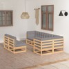 vidaXL Patio Furniture Set 7 Piece Outdoor Sectional Sofa Solid Wood Pine - Natural With Cushion - 2 of 4