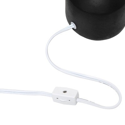 Black Concrete Nightstand Lamp with White Empire Shade