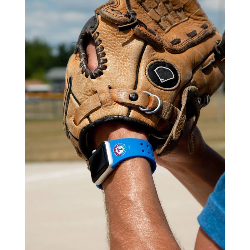 MLB Texas Rangers Apple Watch Compatible Silicone Band - Blue, 3 of 4