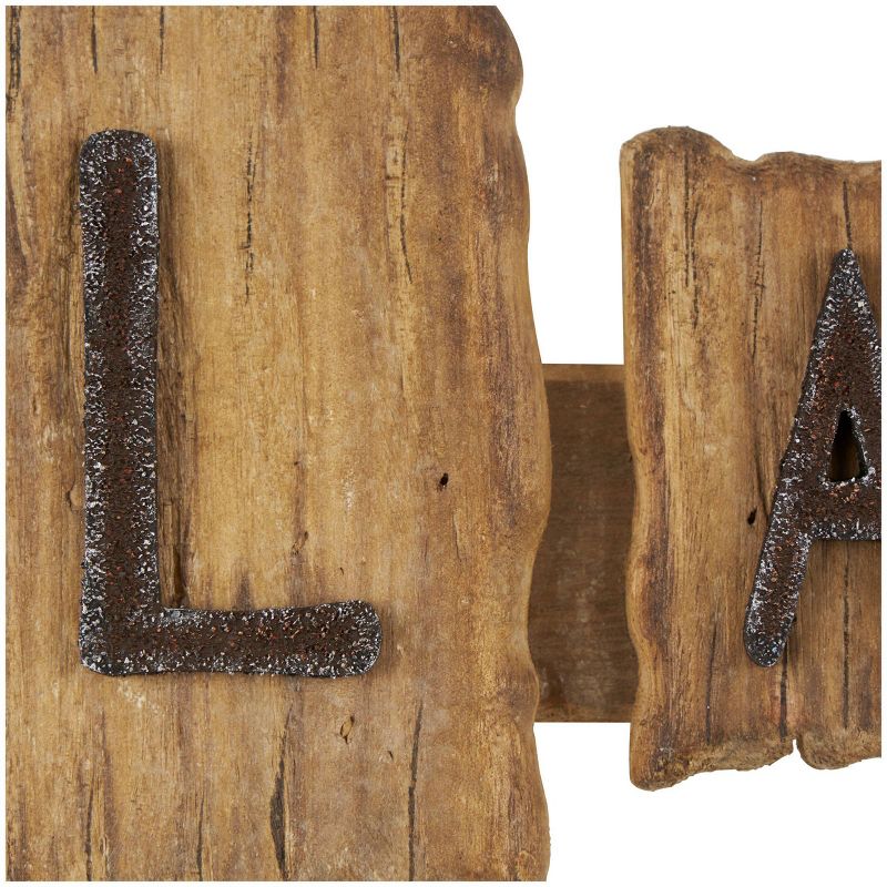 2&#34;x19&#34; Wood Handmade Live Edge Lake Sign 3 Hanger Wall Hook with Metal Accents Brown - Olivia &#38; May, 3 of 10