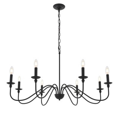 Elegant Matte Black Iron 8-Light Pendant Chandelier