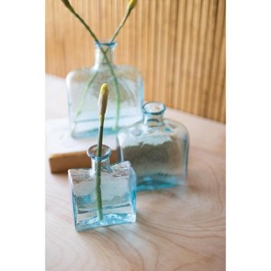 Recycled Glass Bud Vases 7.5"H, Clear Aqua Hand-Blown Transparent, Set of 3 By Kalalou - 1 of 3