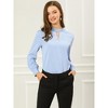 INSPIRE CHIC Women's Office Keyhole Elegant Stand Collar Long Sleeve Back Neck Button Blouse - 3 of 4