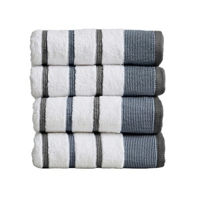 Cotton Quick-dry Decorative Stripe Bath Towel Set (hand Towel (4-pack ...