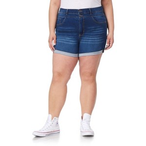 WallFlower Women's Sassy Denim Shorts High-Rise Insta Soft Juniors (Available in Plus Size) - 1 of 3