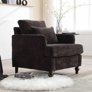 Racxily Tufted Club Armchair - Mid Century Modern Modern Chair,Solid Wood Frame Removable Cushions, for Living Room Office Bedroom,Black - 1 of 4