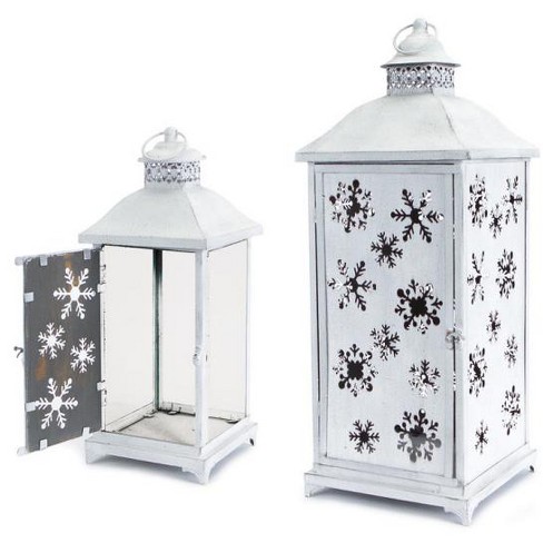 Beautiful Snowflake Design Large Christmas Silver White Tealight Holder 