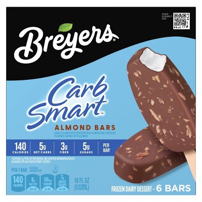 Breyers Carb Smart Frozen Dairy Dessert Almond Bars with 100% Grade A Milk & Cream - 18oz/6ct