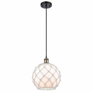 Farmhouse Rope - 1 Light Cord Hung Mini Pendant In Industrial Style-13 Inches Tall and 10 Inches Wide - 1 of 1