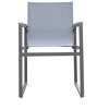 Outdoor Patio Dining Chair in Gray Powder Coated Finish with Gray Sling Textilene and Gray Wood Accent Arms - Set of 2 - 4 of 4