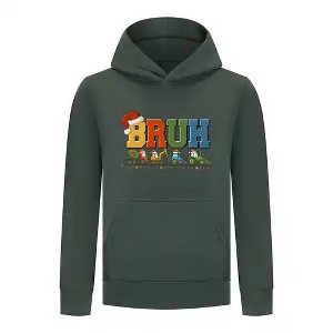 Everyday Kids Christmas Collection BRUH Construction Truck Boys Pullover Hoodie – Holiday Sweatshirt - 1 of 4