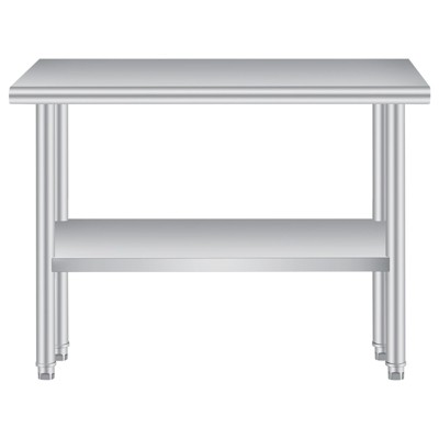 Stainless Steel Prep Table, Commercial Kitchen Prep & Work Table with Adjustable Under Shelf, Heavy Duty Metal Workbench for Kitchen