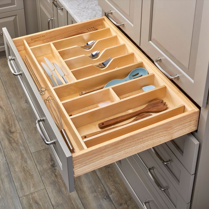 Rev-A-Shelf Trimmable Wooden Kitchen Drawer Divider Utility Holder Cutlery Tray Organizer Insert, 2 of 7
