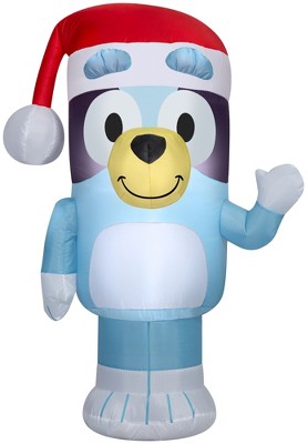 Bluey Christmas Airblown Inflatable in Santa Hat Bluey, 3.5 ft Tall, Blue
