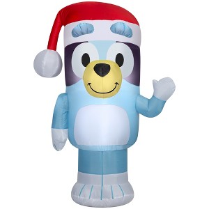 Bluey Christmas Airblown Inflatable in Santa Hat Bluey, 3.5 ft Tall, Blue - 1 of 4