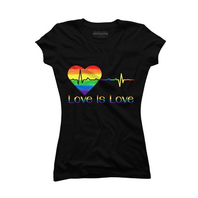 Adult Design By Humans Pride Love is Love Heartbeat By WinterJJ T-Shirt