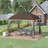 Outsunny 10' x 10' Patio Gazebo Canopy Outdoor Canopy Shelter with Double Tier Roof, Removable Mesh Netting, Display Shelves - 2 of 4