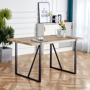 CENGHU Rectangular Dining Table, Rustic Industrial Wood Dining Table for 6 Pepole, Kitchen Table with Black Metal Legs, for Dining Room, Kitchen - 1 of 4