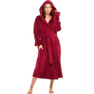 ADR Soft Plush Fleece Women's Robe with Hood, Warm Lightweight Hooded Womens Bathrobe - 1 of 4