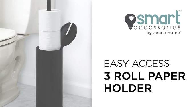 Three Roll Smart Accessories NeverRust Toilet Paper Holder Black - Zenna Home, 2 of 7, play video